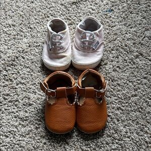 Brown Mary Jane Baby Shoes and Pink Sneaker Set